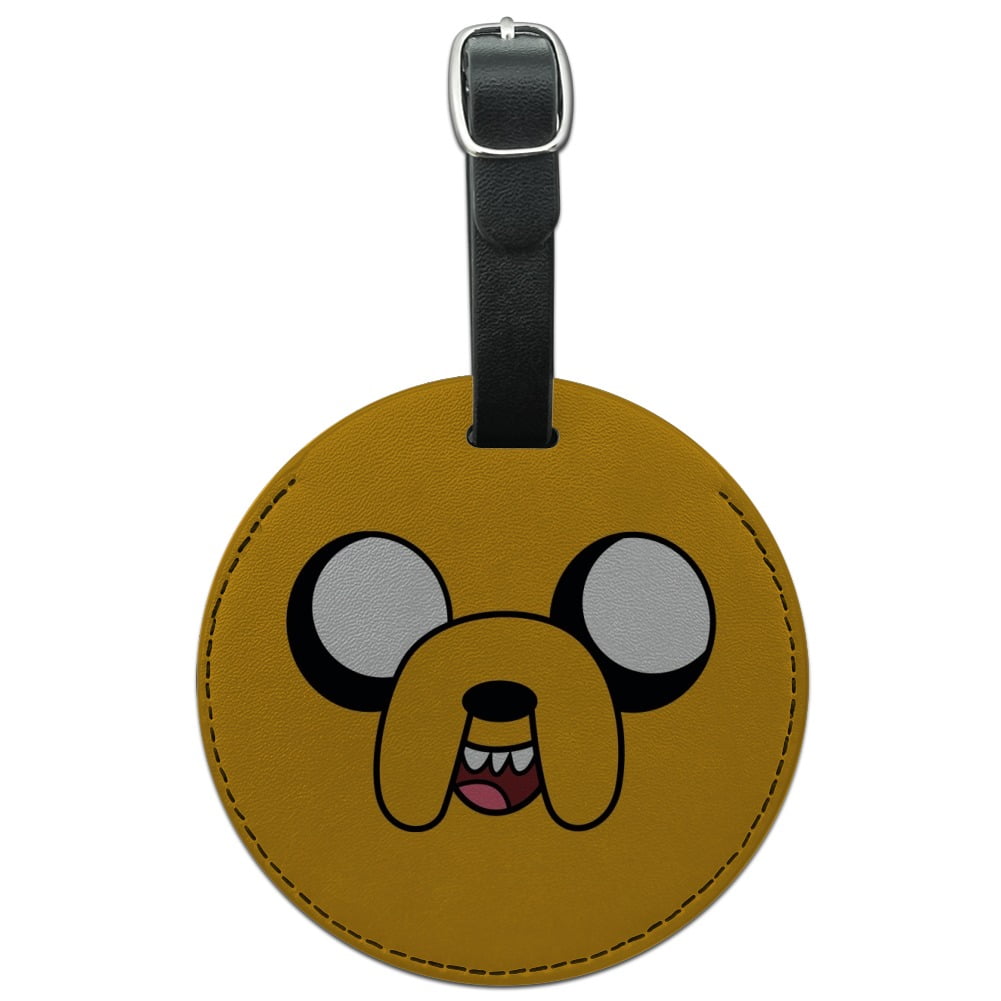 Adventure Time Jake Head Round Leather Luggage Card Suitcase CarryOn