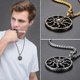 thumbnail image 4 of Nuevo collar con colgante de medalla de sol redonda negra de diseño retro para hombre, ideal para fiestas de rock con personalidad dominante., 4 of 4