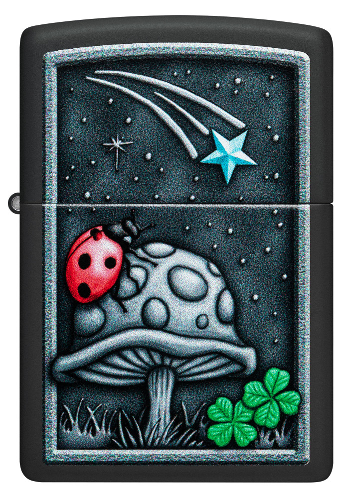 Zippo 48724 Ladybug Design Black Matte Metal Windproof Lighter