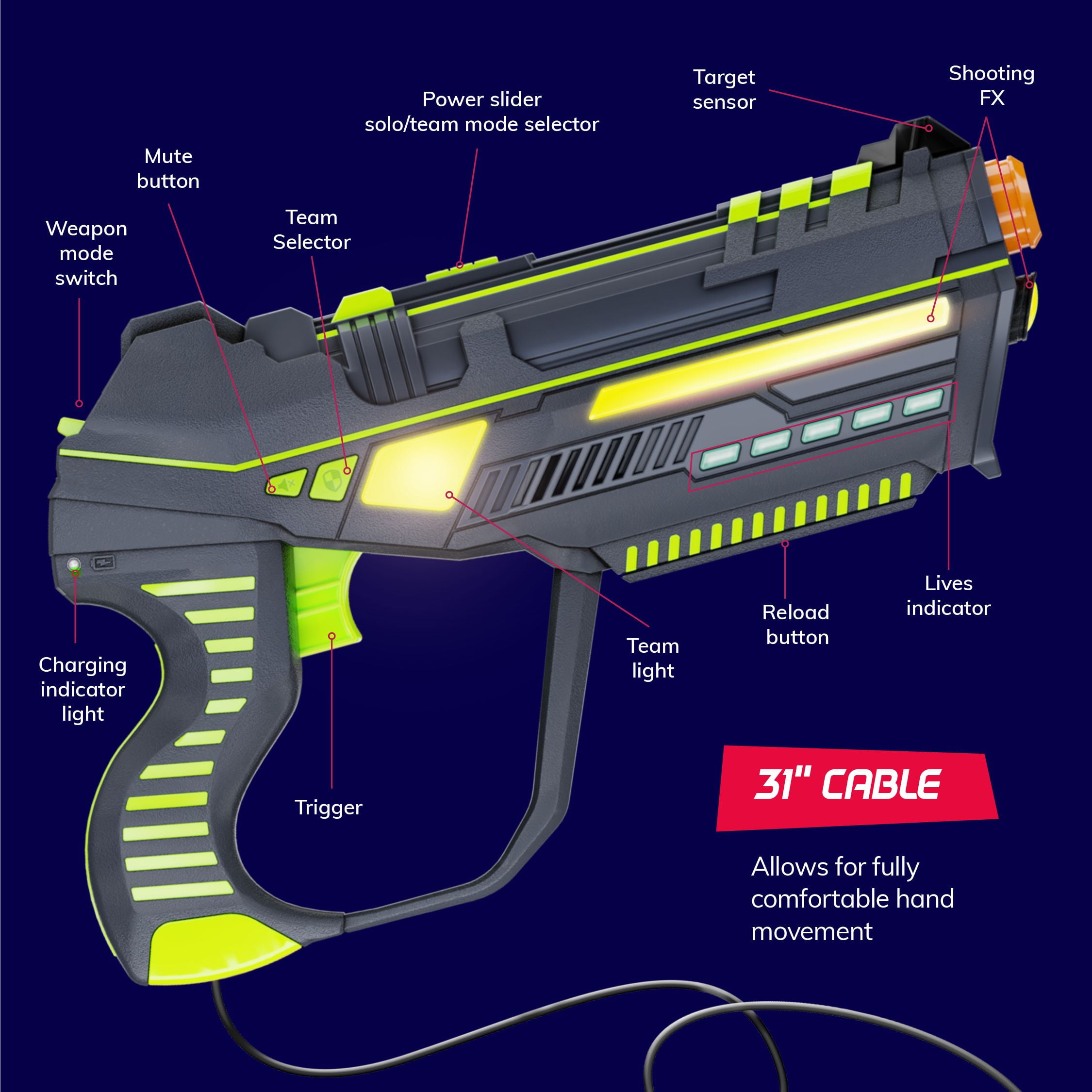 Hero Squad Rechargeable Laser Tag -  Set of 4 - Gift for Kids, Teens & Adults