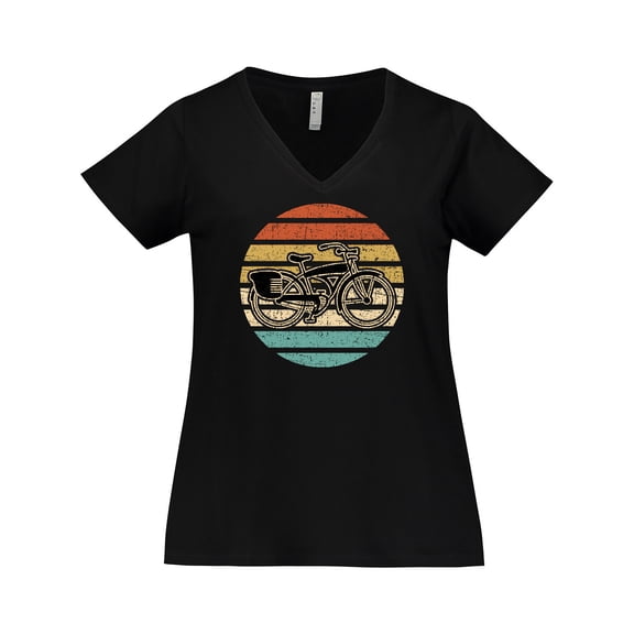 Inktastic Cycling Vintage Bicycle for Cyclist Women's Plus Size V-Neck T-Shirt