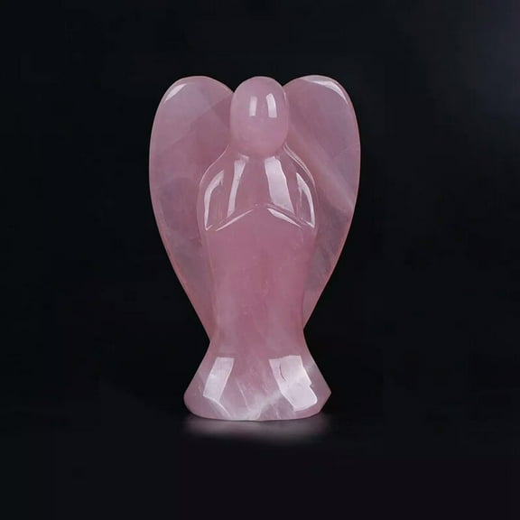EOEMY Natural Pink Rose Quartz Crystal Carved Angel Energy Rock Chakra Gemstone Decor