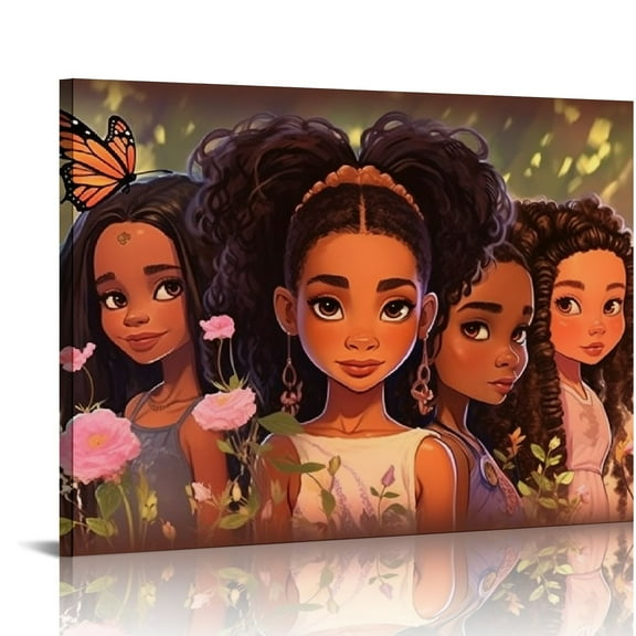 COMIO African American Wall Art Black Girl Canvas Wall Art Decor Gift Little Black Girls God Says You Are Canvas Print Pictures Black Kid Art Wall Decor For Living Room Bedroom