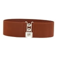thumbnail image 4 of Milageto Wide Elastic Belt Cinch Female Simple Decoration Dress Belt for Women Ladies Brown, 4 of 8