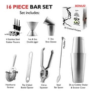 16 PC Bartender Kit Complete Cocktail Shaker Bar Tools Set with Lemon Squeezer