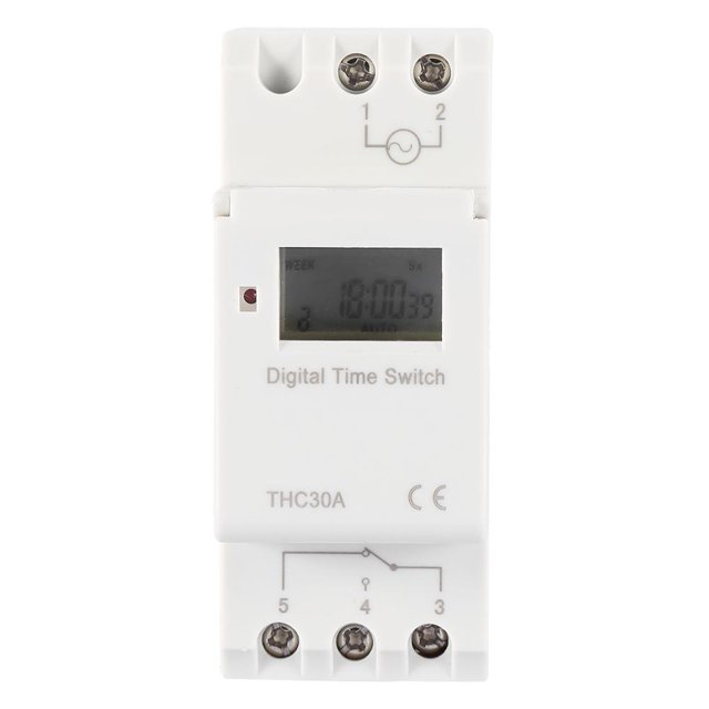 Interruptor de temporizador digital THC 30A Interruptor de control de tiempo electrónico programable (12 V)