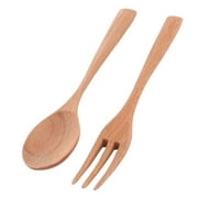 Canteen Restaurant Wood Tableware Food Meal Rice Noodles Serving Fork Spoon Set