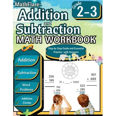 Mathflare Workbooks Addition and Subtraction Math Workbook 2nd and 3rd Grade: Word Problems Grade 2-3, Addition and Subtraction with Regroup, Book 1, (Paperback)
