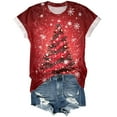 thumbnail image 4 of UngA Christmas Tshirts Shirts for Women Holiday Top Christmas Snowflakes Women Christmas Shirts (Watermelon Red,XXL), 4 of 5