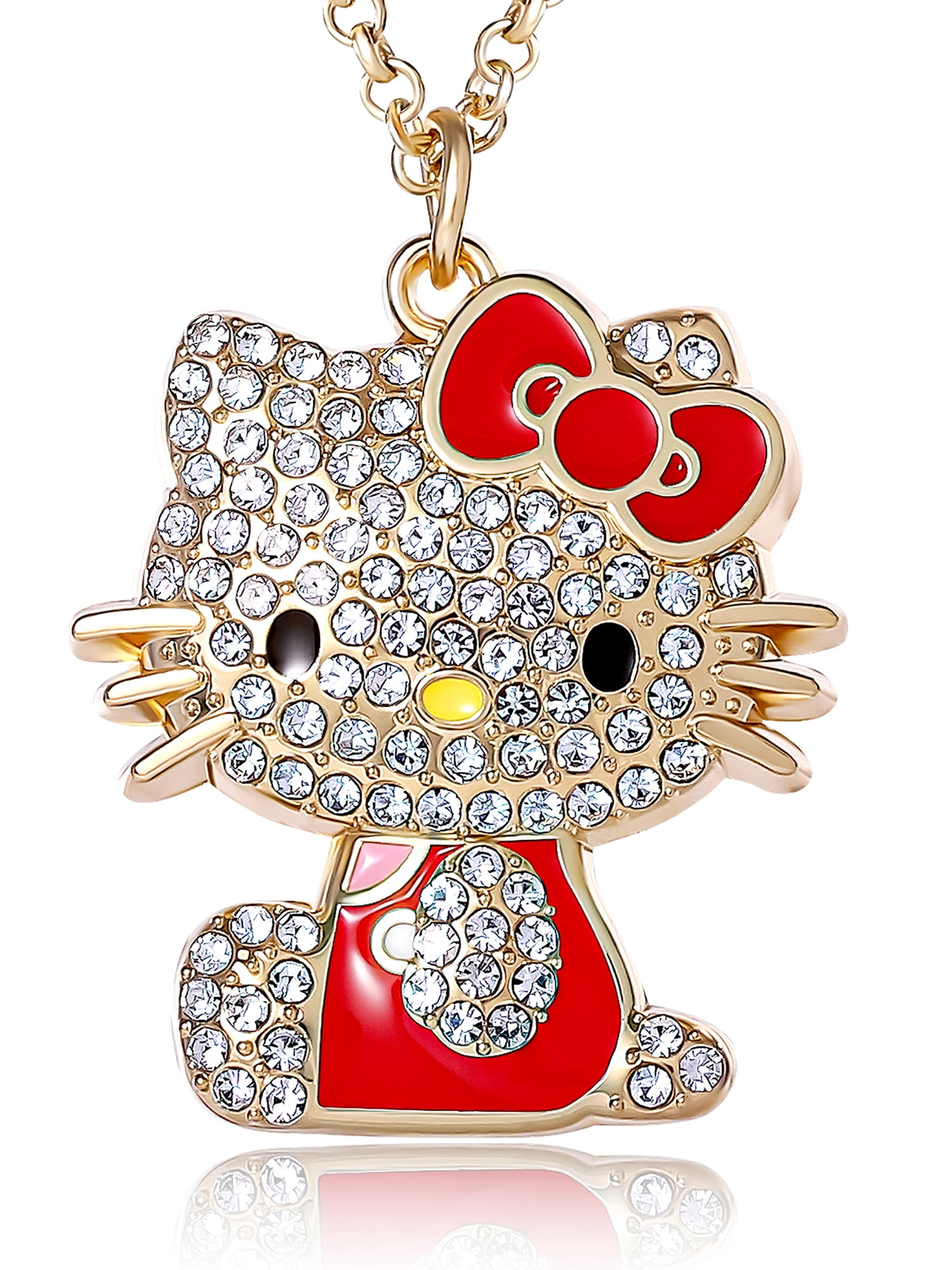 Sanrio Girls/Tween Hello Kitty Red Enamel Crystal Pendant, 16" Chain