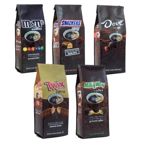 Candy Bar Coffee Variety Pack - Snickers, Twix, Milky Way, Dove and M&M Flavors
