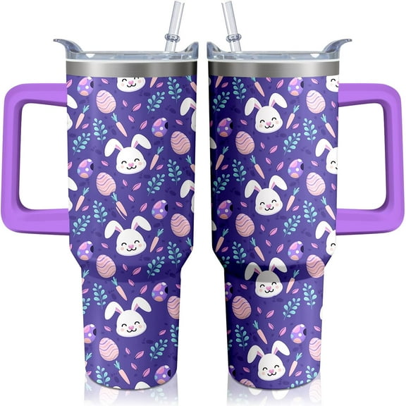 40oz Autumn Gift Fall Tumbler with Handle and straw, Pumpkin Maple Orange Leaves Stainless Steel Insulated Cup, Coffee Mug Water Bottle for Thanksgiving