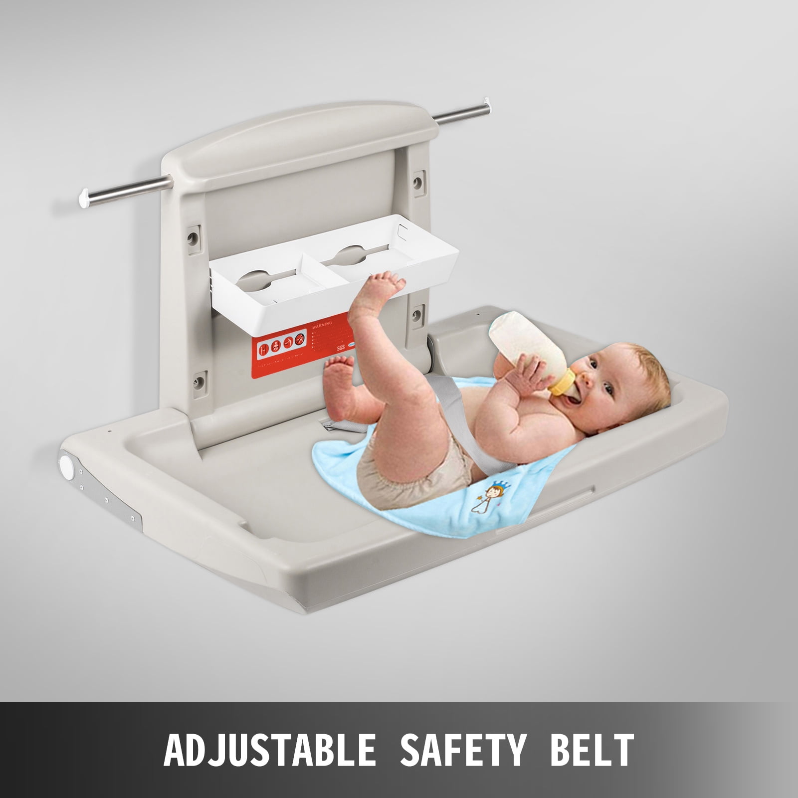 VEVOR Baby Changing Station, Wall Mounted Baby Changing Table, Diapers Commercial Gray