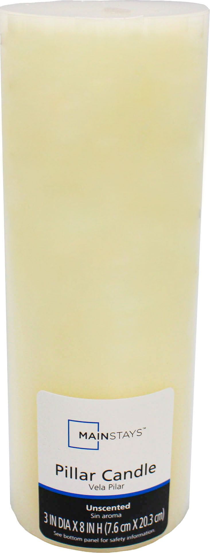 Mainstays Unscented Pillar Candle, 3x8 inches, Ivory