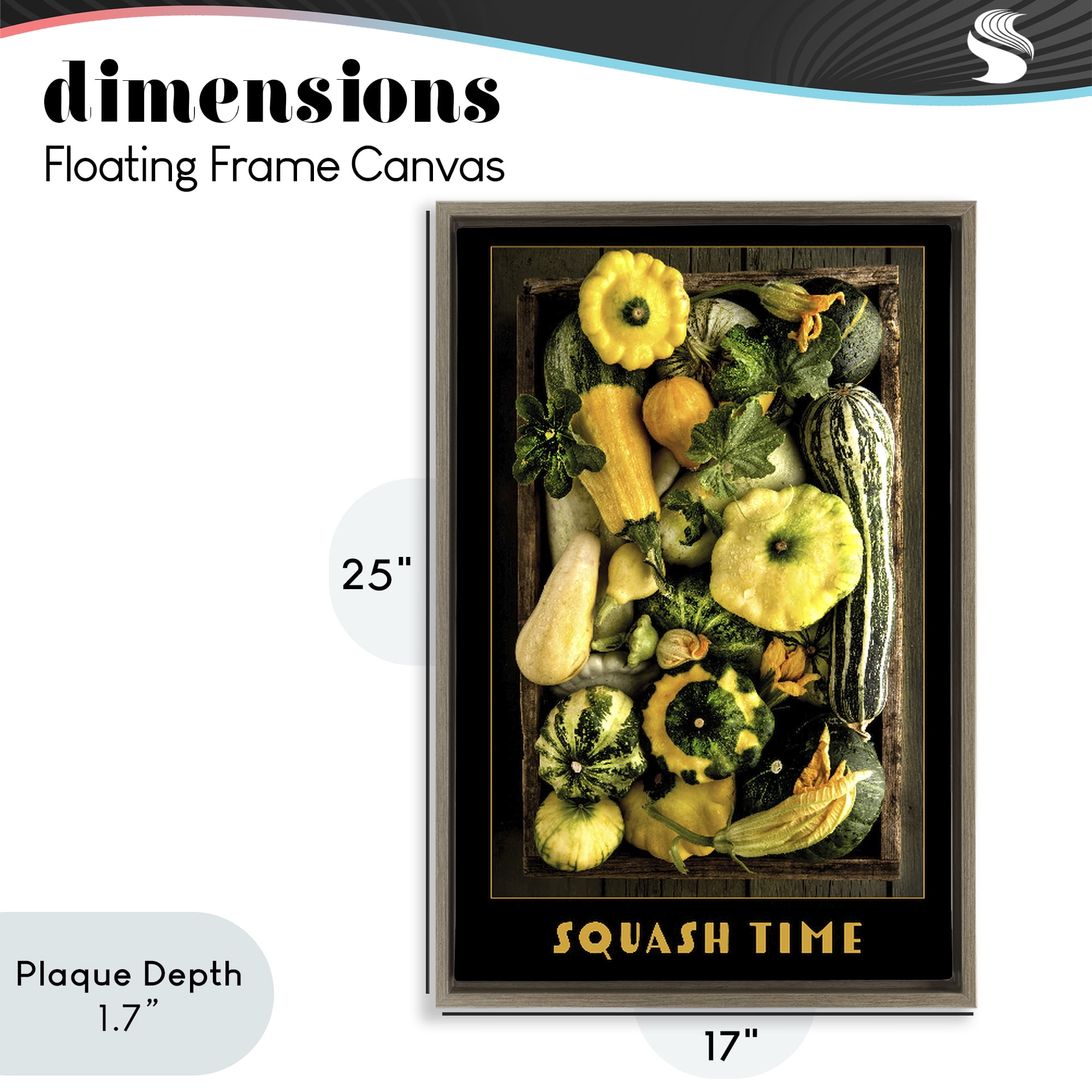 Stupell Industries Squash Time Vibrant Vegetables Brown Framed Floater Canvas Wall Art, design by Carl Kravats