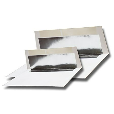 Sailboat Announcement - 50 Silver Foil-lined Bright White A7 5-1/4