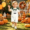 thumbnail image 5 of Gunia Baby Girls Halloween Outfit Corduroy Casual Toddler Romper With Pumpkin Face One Piece Jumpsuit Outfits White 12-18 Months, 5 of 7