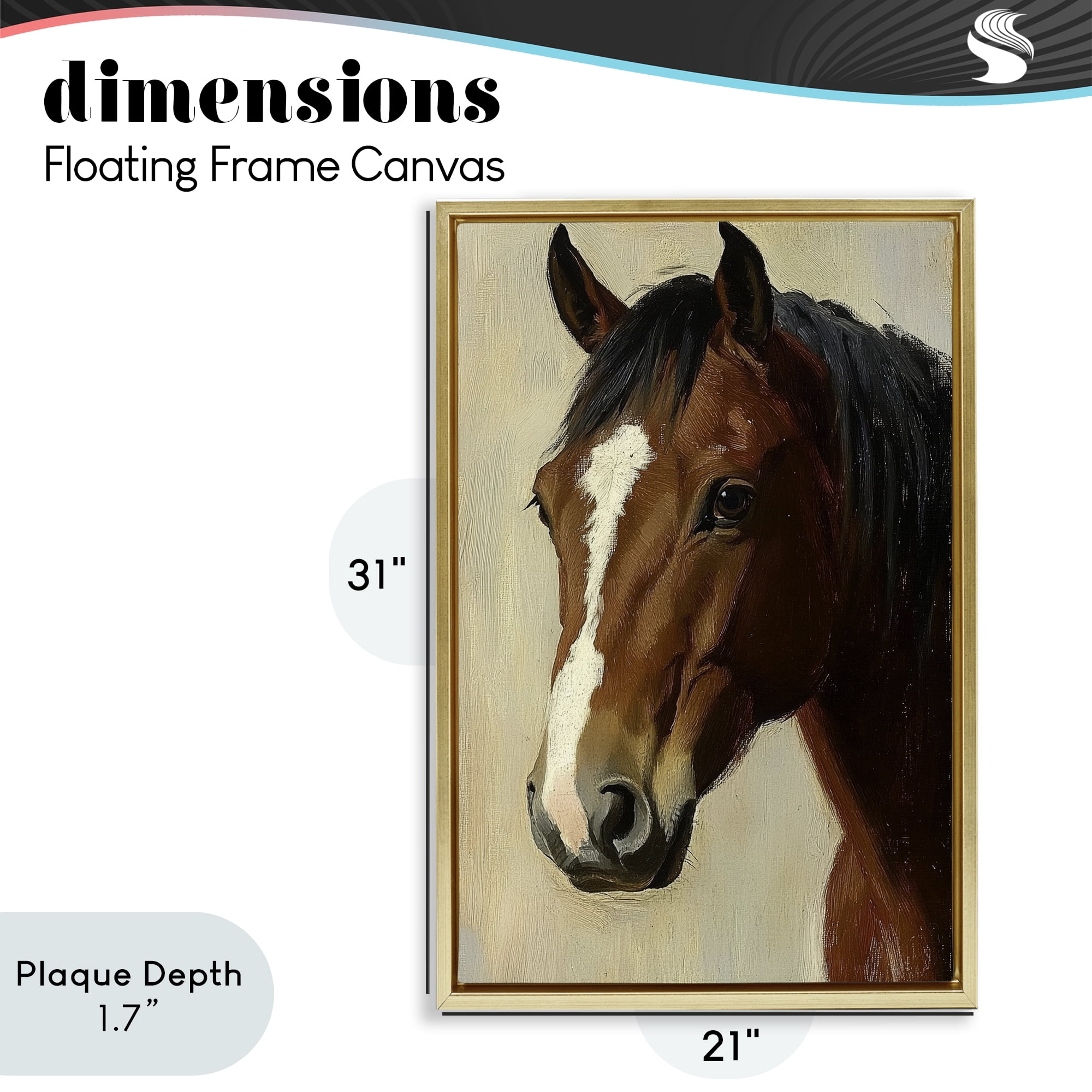 Stupell Industries Beautiful Brown Horse Portrait Gold Framed Floater Canvas Wall Art, design by Petal Prints Design
