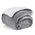 thumbnail image 1 of Manta de cama con forro polar sherpa, tamaño doble, 150 x 200 cm, color gris, 1 of 9