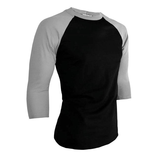 Playera Manga 3/4 Manga Ranglan Hombre Torso Negro