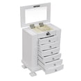 thumbnail image 6 of Kepooman 7 Layers Wooden Jewelry Box Case with Lock, Women' s Jewelry Display Storage Case Holder for Necklaces Rings Earrings Watches, White, 6 of 13