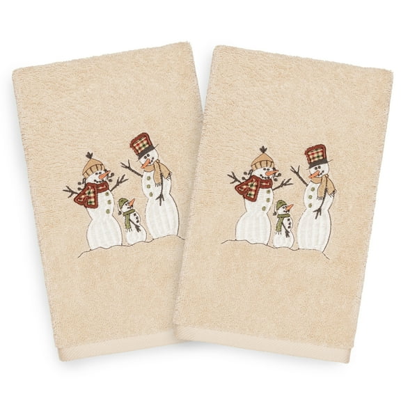 Authentic Hotel and Spa Turkish Cotton Snowmen Beige Set of 2 Hand Towels