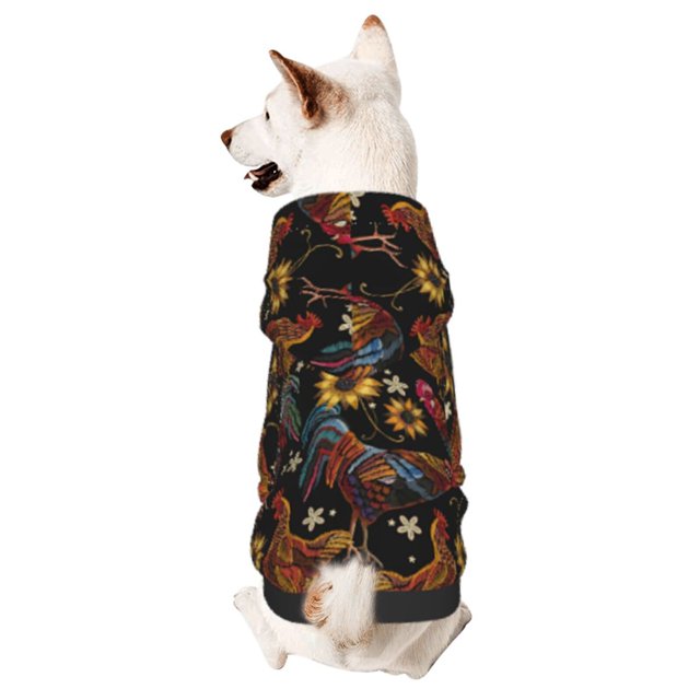 Fotbe Sunflower Rooster Sudadera con Estampado para Perros Pequeños – Suéter con Capucha para Mascotas, Tela Suave de Forro Polar con Bolsillo-XX-Large