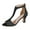 3Black, variant on Womens Cutout Peep Toe Heeled Sandal Back Zipper Low Kitten Heels T-Strap Summer Dress Shoes