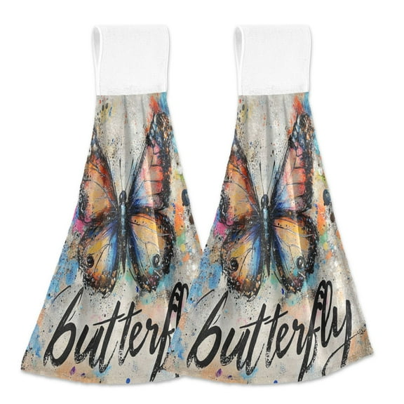 BZSMCE Hanging Hand Towels Fashion Blueberry Burst Pattern 2-Pack - Velcro Style Bathroom Kitchen Towels