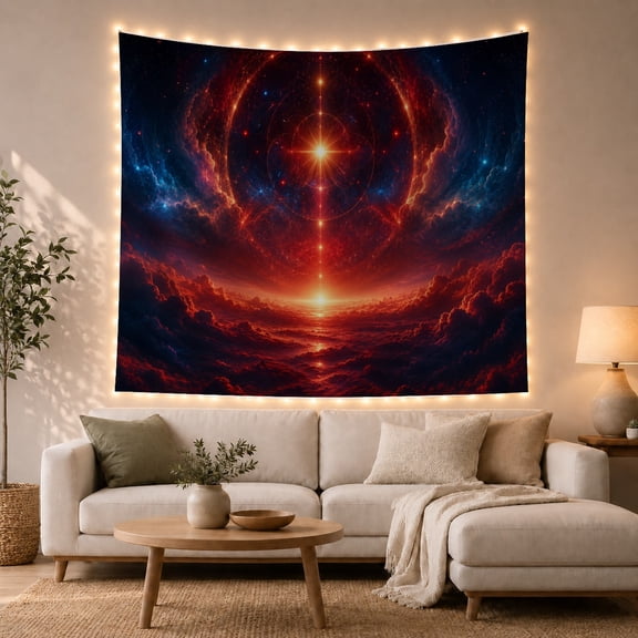 Moon Stars Cosmic with Brilliant Pointed Star Radiating, Mystical Fantasy for Space Lovers, Galaxy Room Decor, Graduation Gift, Tapestry Wall Hanging for Bedroom and Dorm