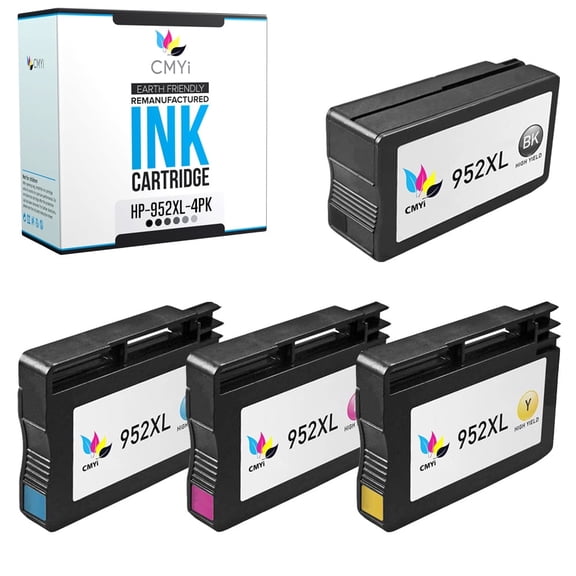 CMYi 952XL Combo Pack of 4 Ink Cartridges compatible for HP952XL - OfficeJet Pro 7720, 7730, 7740, 7745, 8200, 8210, 8216, 8218, 8735, 8736, 8740, 8746, 8747 (1 Black, 1 Cyan, 1 Magenta, 1 Yellow)