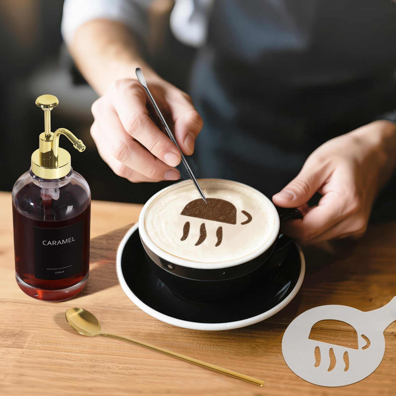 Coffee Syrup Dispenser For Bar Bottles With Pump 16.9 Fl Oz Glass Honey Bottle 3 Pack