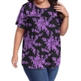 thumbnail image 2 of OutfitShow Plus Size Womens Tops Crew Neck Casual Tunic Short Sleeve Shirts Floral Blouses Loose Summer Tops, 2 of 7