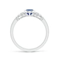 thumbnail image 2 of ANGARA Natural Vintage Style Bezel-Set Oval Sapphire Ring with Diamonds in 14K White Gold for Women (Size-7x5mm) | September Birthstone, Anniversary, Jewelry Gift for Women | Natural Sapphire Ring, 2 of 10