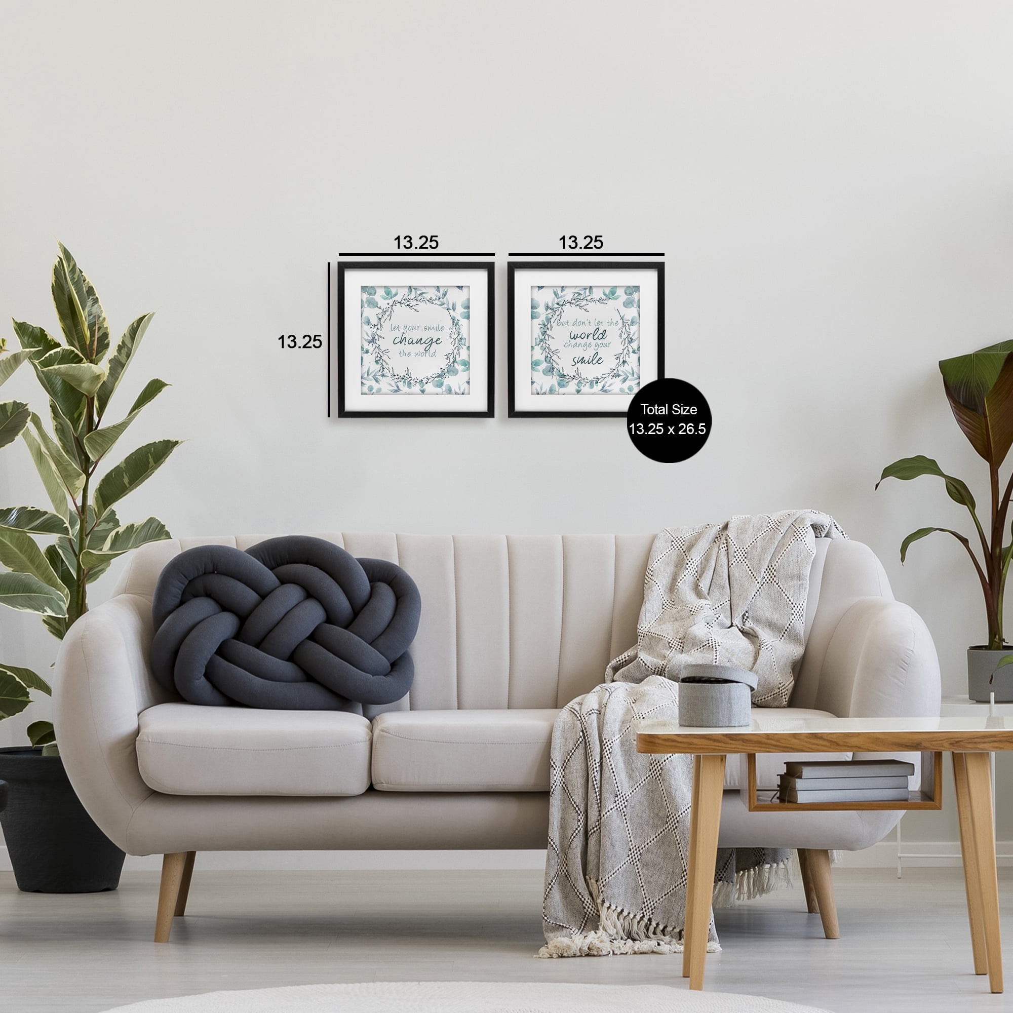 Stupell Industries Inspirational Smile Quotes 2 Piece Black Framed Print Under Glass Set, design by Kim Allen