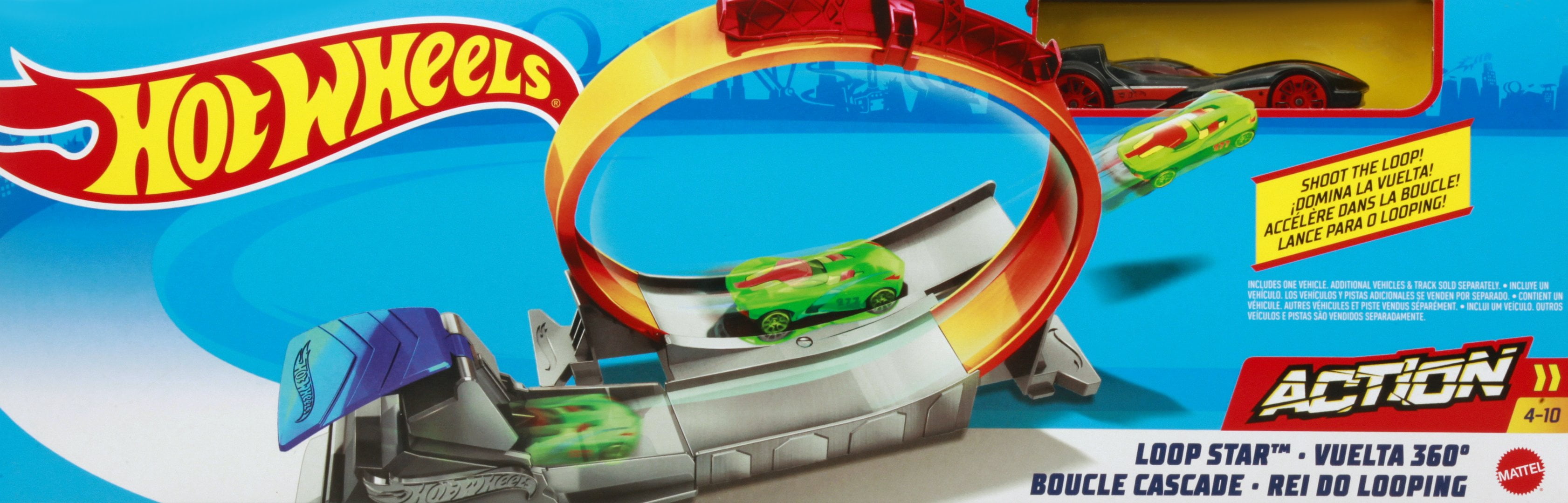 Gold Race Car with loop track. New Mattel Hot Wheels loop star Play Set 