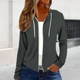 thumbnail image 2 of Breezora Womens Lightweight Zip Up Hoodie 2025 Trendy Fall Outerwear Long Sleeve Casual Sweatshirt with Adjustable Drawstring S Size Dark Gray, 2 of 6