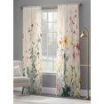 thumbnail image 4 of Watercolor Spring Floral Sheer Curtains 96 Inch Length 2 Panels Set, Vintage Flowers Botanical Voile Window Treatment Semi Sheer Long Curtains Drapes for Bedroom/Living Room/Kitchen 52"x96"x2, 4 of 7