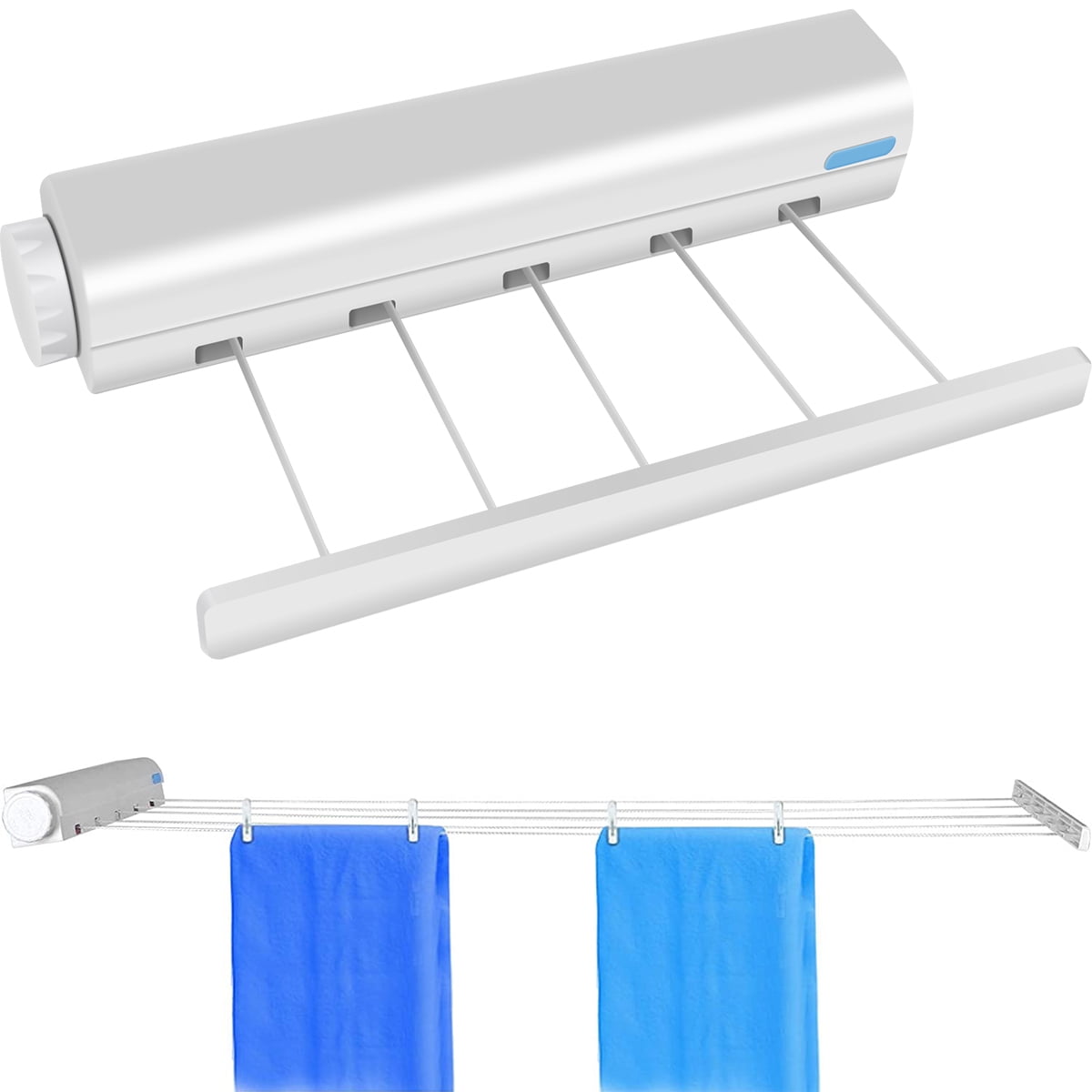 Corde à Linge Rétractable Automatique – 4 Fils – Supporte 8 Kg – Longueur Réglable Jusqu’à 3,2 M – Pour Balcon, Salle De Bain, Cuisine