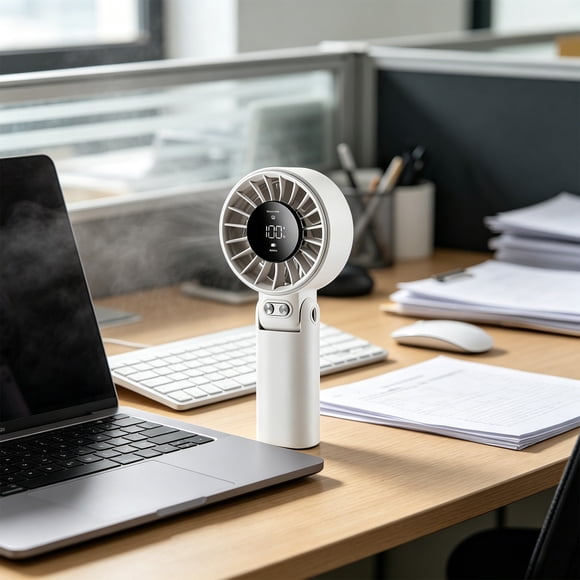 YYV Ventilateur à Turbine Pliable Portatif à Main à Grand Débit d'Air USB Rechargeable, Ventilateur Compact Portable de Bureau avec Poignée Pliable, Vitesses Réglables, Moteur Silencieux pour Voyage, Camping, Bureau, Usage Extérieur