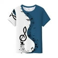 thumbnail image 2 of Baqcunre T Shirts For Women Shirts For Women Vintage Musical Note Print Tees T Shirt Gift Shirt Top Womens Short Sleeve Tops Womens Tops Blue S, 2 of 7