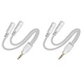 thumbnail image 1 of Cable divisor de auriculares (2 unidades), cable divisor auxiliar para auriculares, divisor de audio bidireccional de 3,5 mm, cable de audio estéreo en Y., 1 of 8