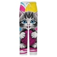thumbnail image 5 of Cute Cat Yarn Play Winter Female Pants Flannel High Waist Women Pants Lady Warm Straight Leg Plush Trousers, 5 of 7