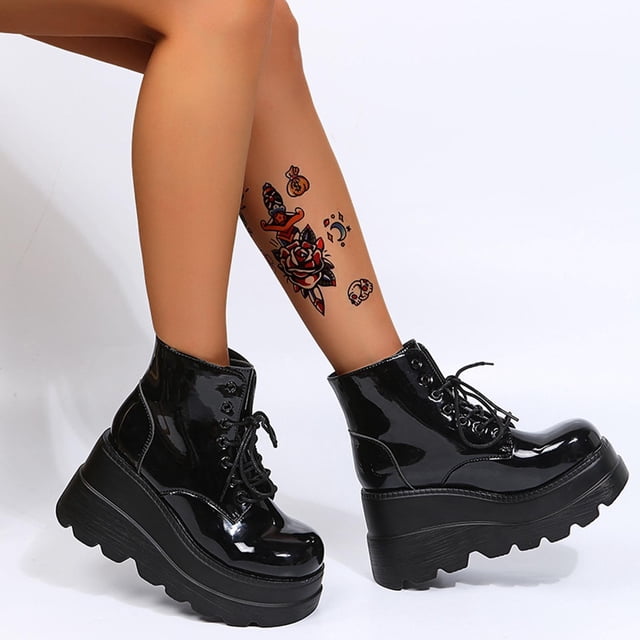 EGNMCR Bottines pour Femmes Chaussures Rétro Plates Décontractées Grande Taille à Enfiler