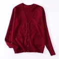 thumbnail image 6 of BXJX Girls Knit Cardigan Sweaters, Button Down School Uniform Cotton Long Sleeve Casual Cardigans with Pockets Wine Size 14-15 T, 6 of 6