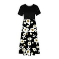 thumbnail image 4 of Robes d'Été Grande Taille pour Femmes 2024 Col Rond Manches Courtes Mi-Mollet Double Poche Robe à Imprimé Floral Robe à Manches Courtes Col Rond Économisez jusqu'à 65 % de Rabais!, 4 of 4