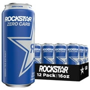 Rockstar Zero Carb Energy Drink, 16 oz, 12 Pack Cans