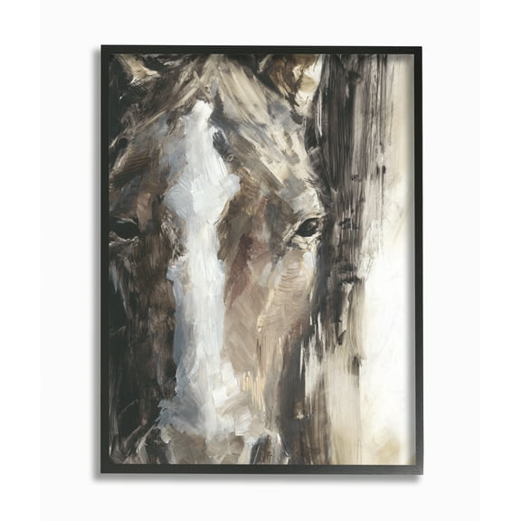 Stupell Industries Horse Eyes White Brown Animal Painting Framed Wall Art by Ethan Harper
