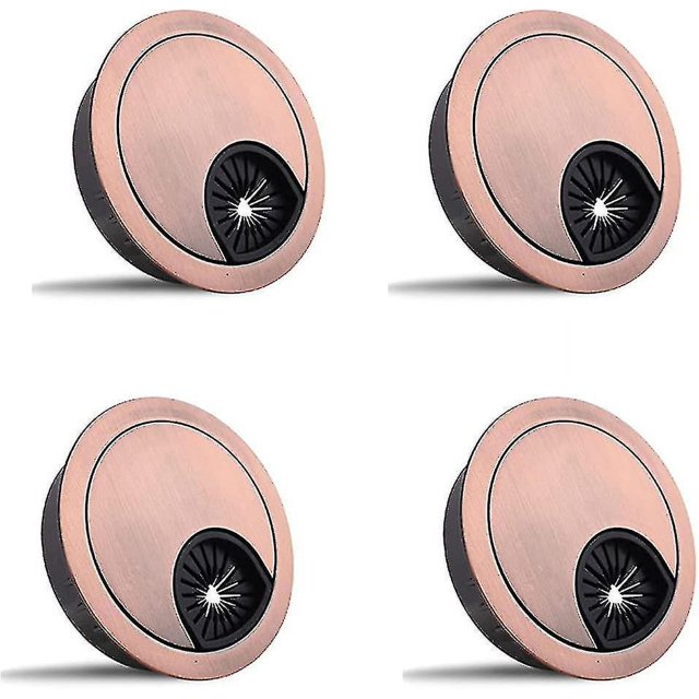 4 ojales para cables para mesa de escritorio, ojales de aleación de zinc, diámetro 60 mm (bronce rojo)