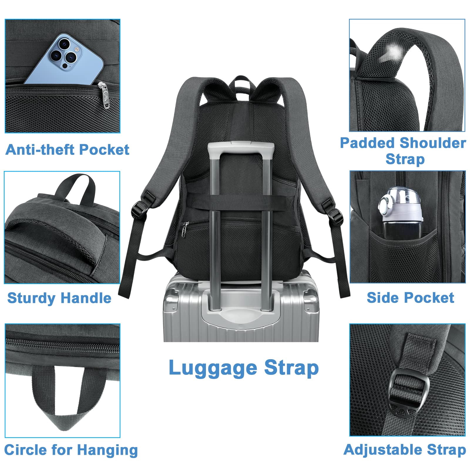 Matein 17inch Laptop Backpack with Lunch Box for Adults, TSA-Friendly, Water-Resistant Laptop Bag for Travel, Work, Hiking